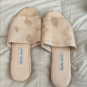 Charles David Beige Snake Print Sandals